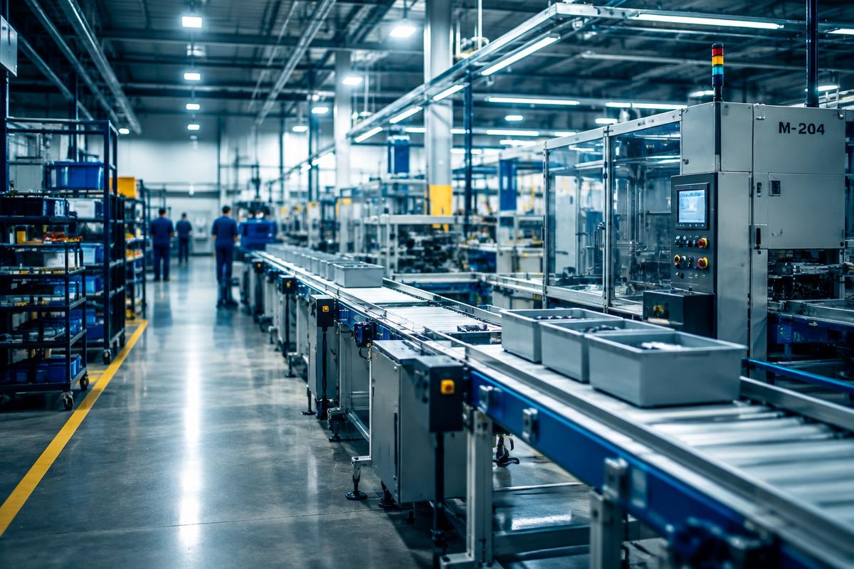 Planta manufacturera con línea de producción